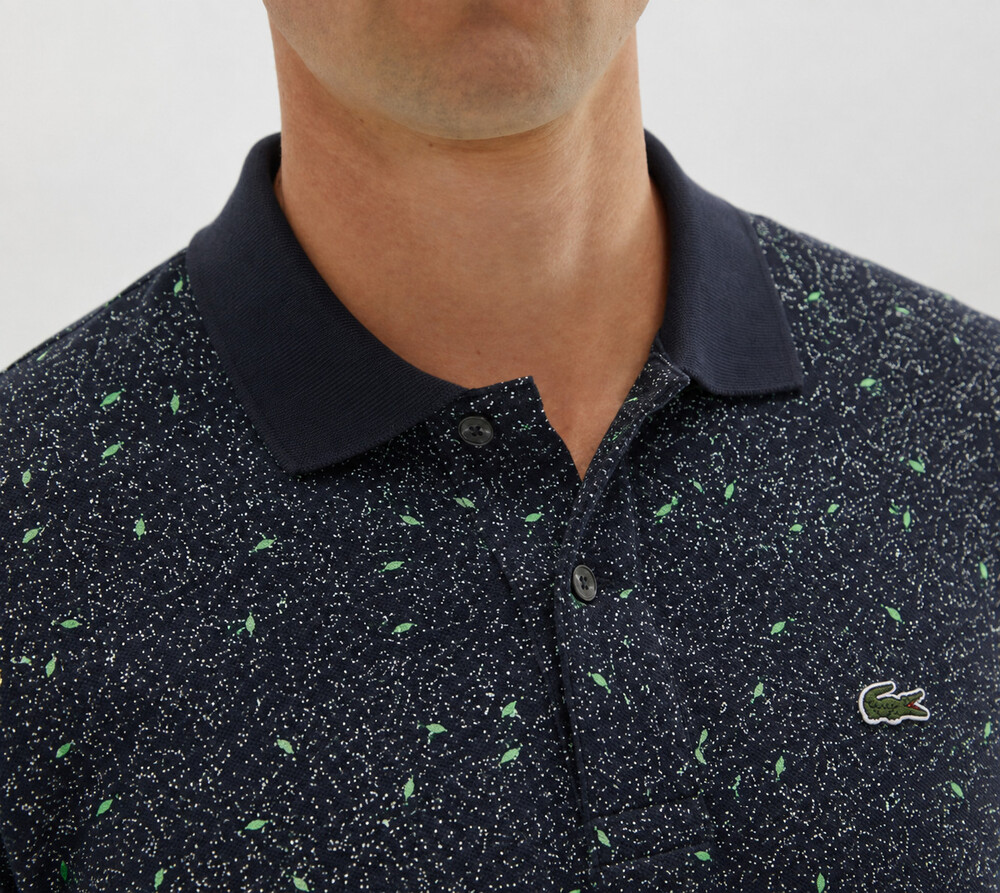 Lacoste Polo Shirt Mens 2XL (fits XL) Black Short Sleeve Gator Print Tennis Golf
